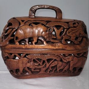 South Africa handcarved wooden basket